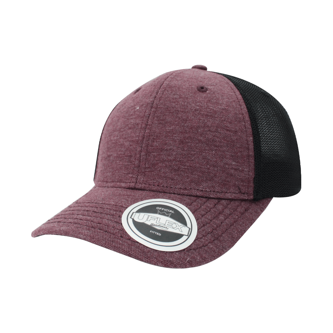 The-Cap-Company-Uflex-6-Panel-Fitted-Trucker-Maroon