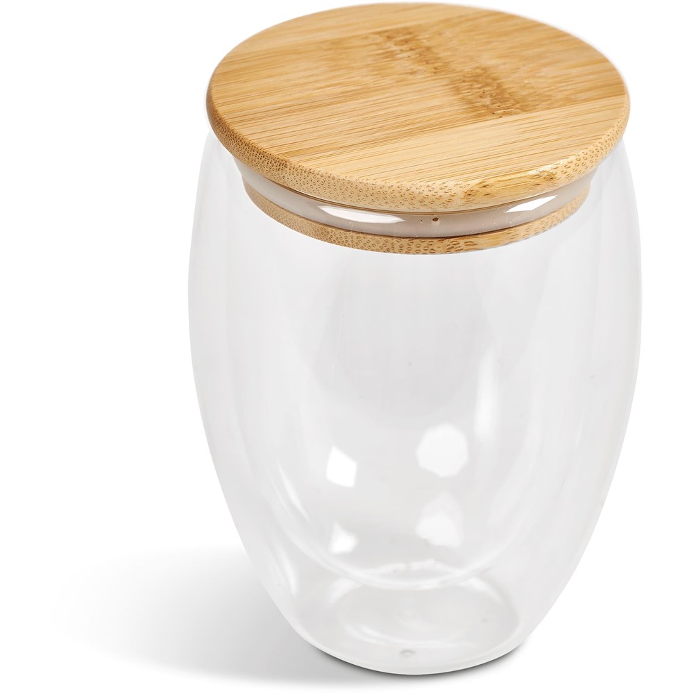 Okiyo Moco Glass & Bamboo Double-Wall Cup - 350ml - Image 3