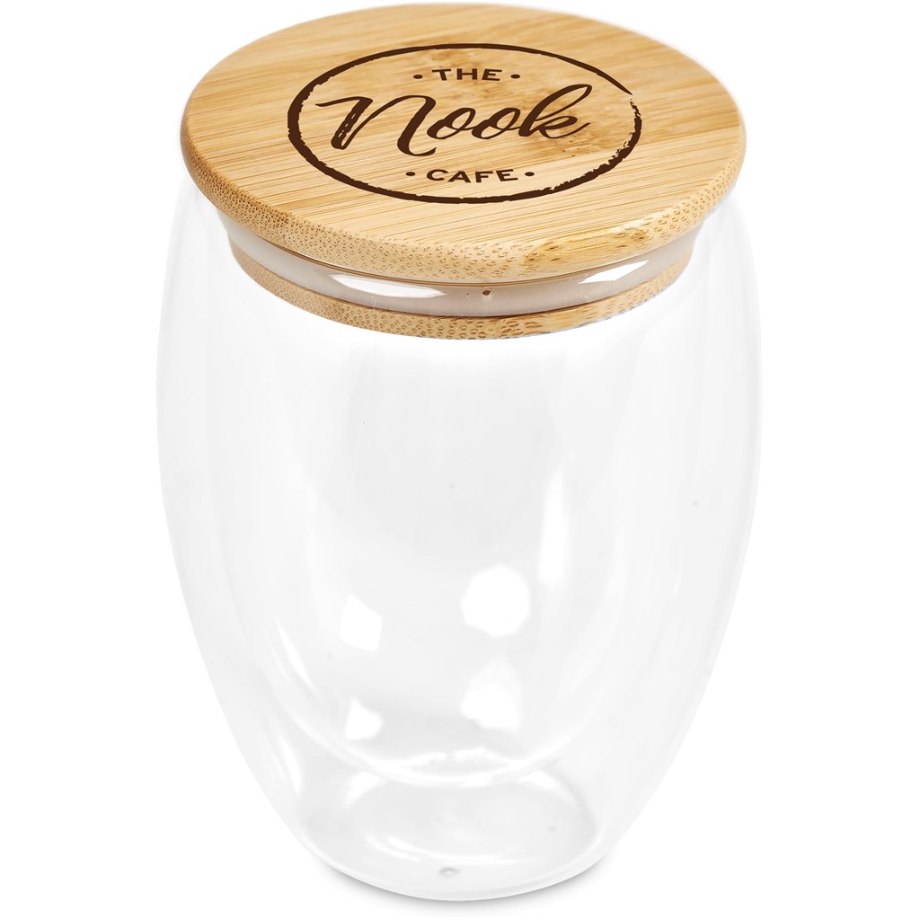 Okiyo Moco Glass & Bamboo Double-Wall Cup - 350ml - Image 4