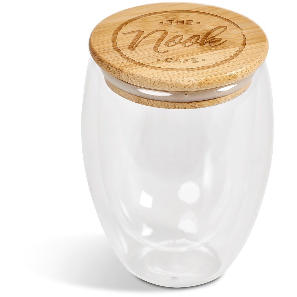 Okiyo Moco Glass & Bamboo Double-Wall Cup - 350ml - Image 2