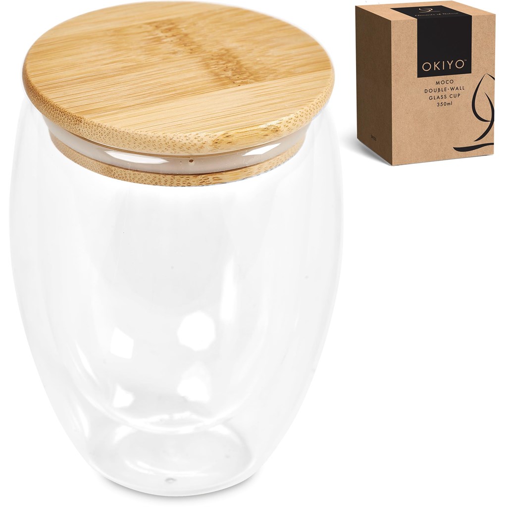Okiyo Moco Glass & Bamboo Double-Wall Cup - 350ml - Image 11
