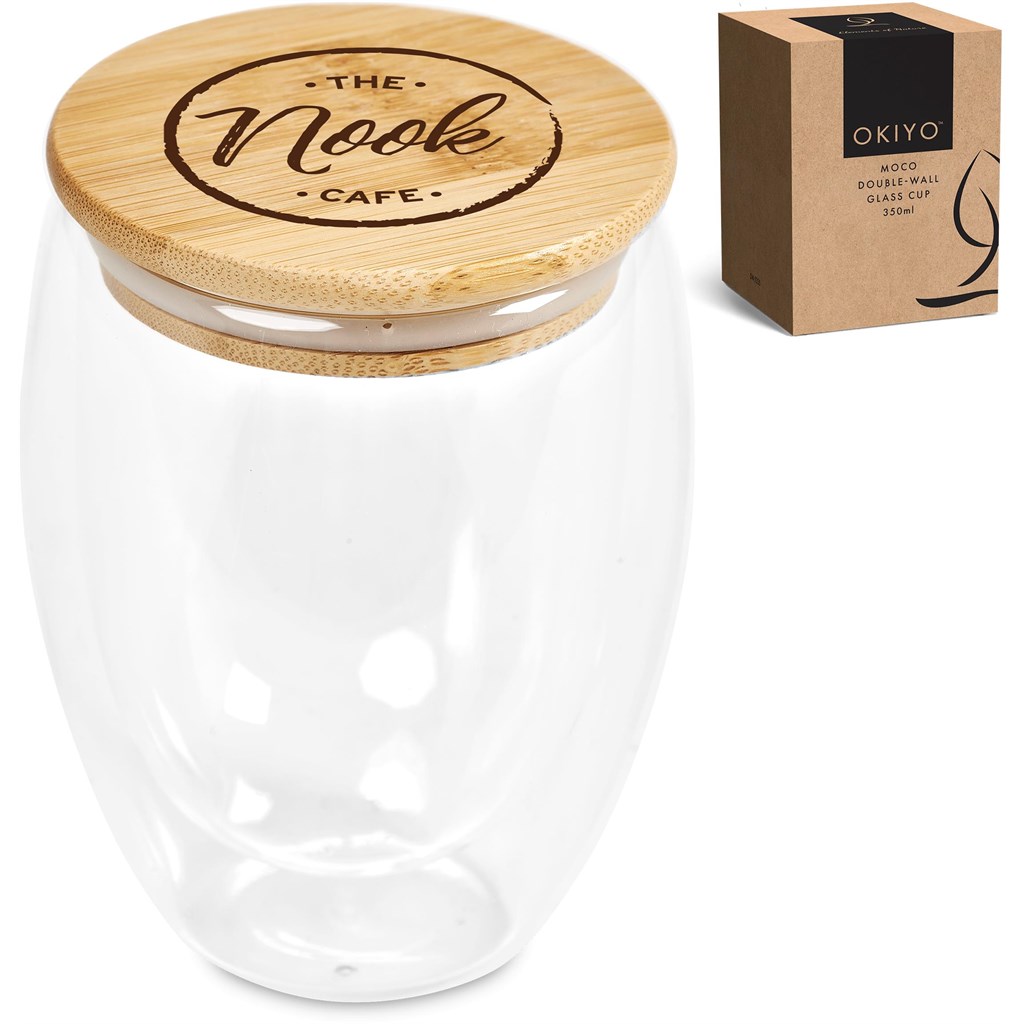 Okiyo Moco Glass & Bamboo Double-Wall Cup - 350ml - Image 12