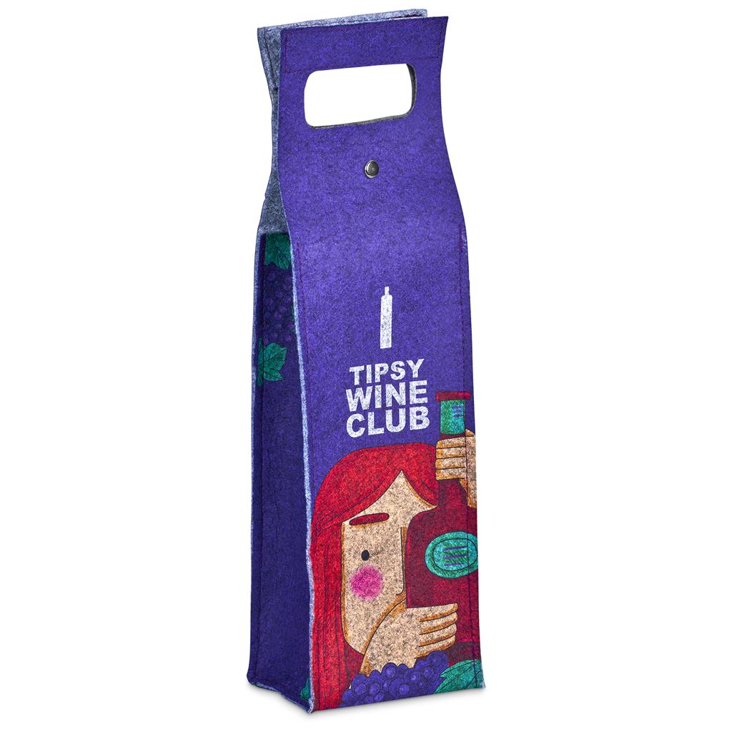 Hoppla Velto RPET Felt Single Wine Bottle Carrier