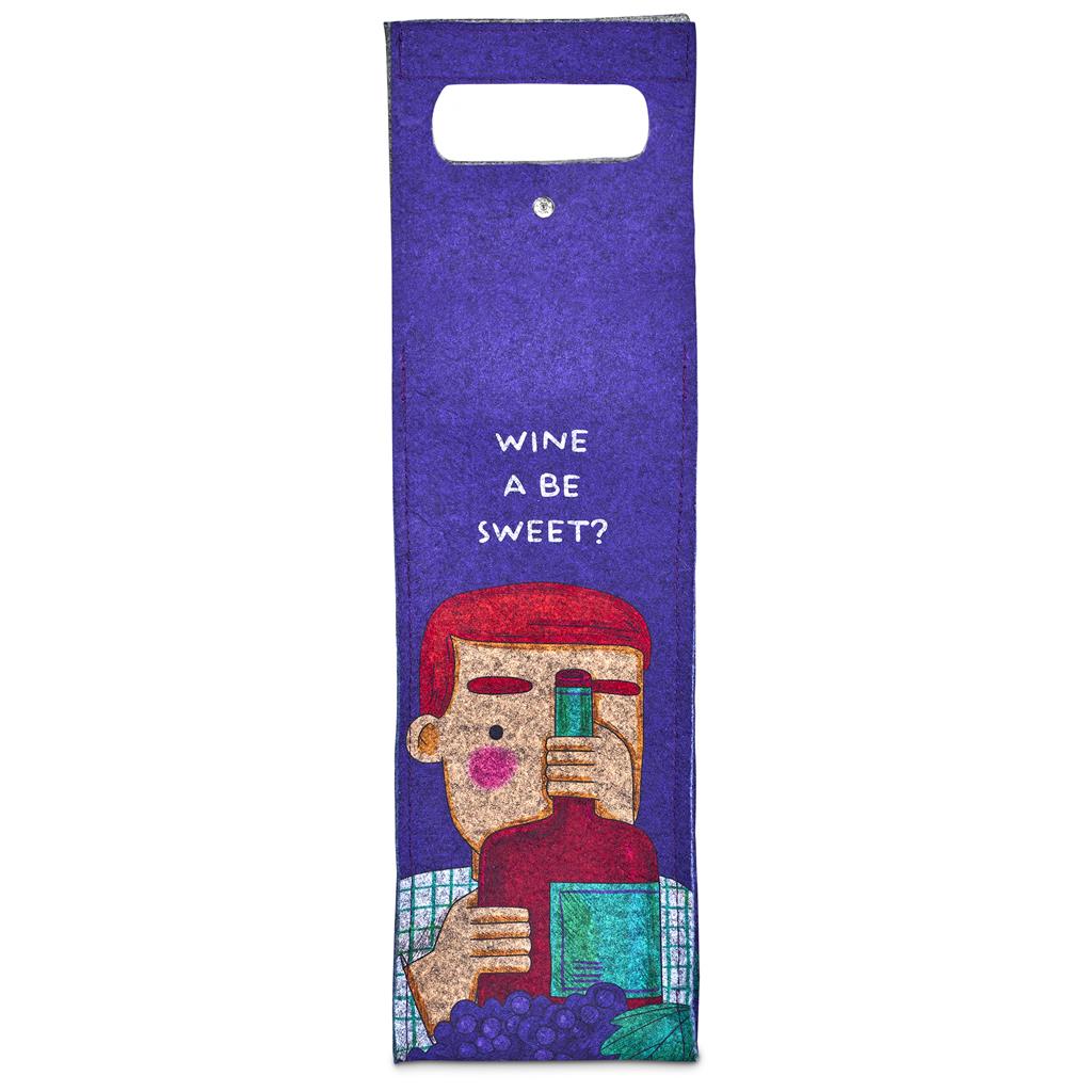 Pre-Printed Sample Hoppla Velto RPET Felt Single Wine Carrier - Image 5