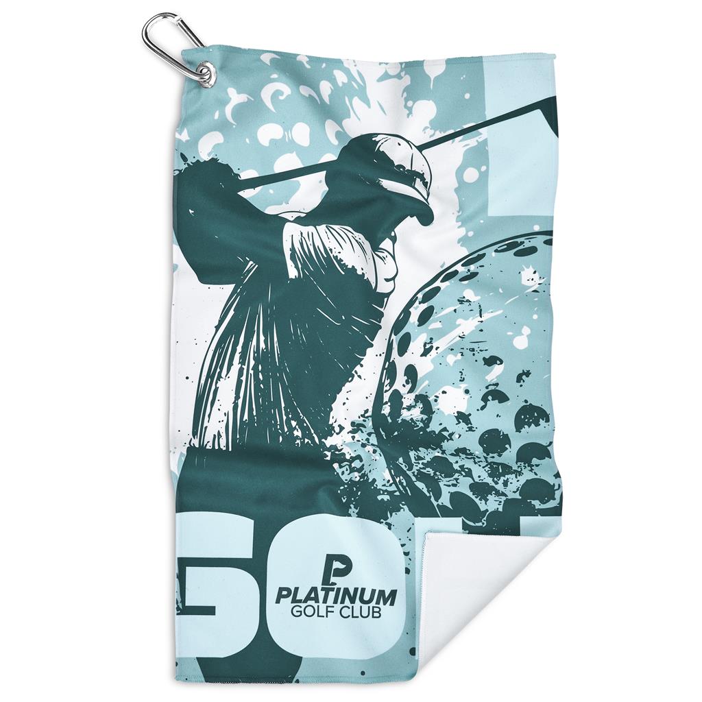Pre-Printed Sample Hoppla Clubhouse Golf Towel - Single Sided Branding